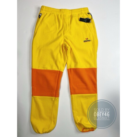 DIAMOND X NAUTICA POLAR FLEECE JOGGERS Yellow / Orange Men's Medium 32
